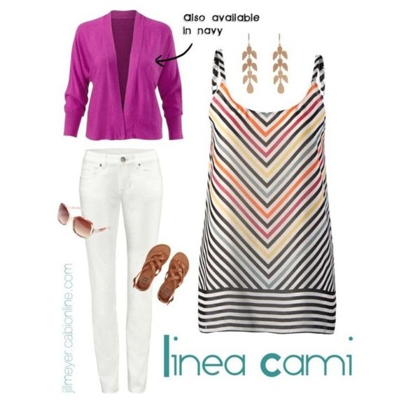 CABI #5043 Chevron Striped Linea Cami Tank Top S - Picture 4 of 14